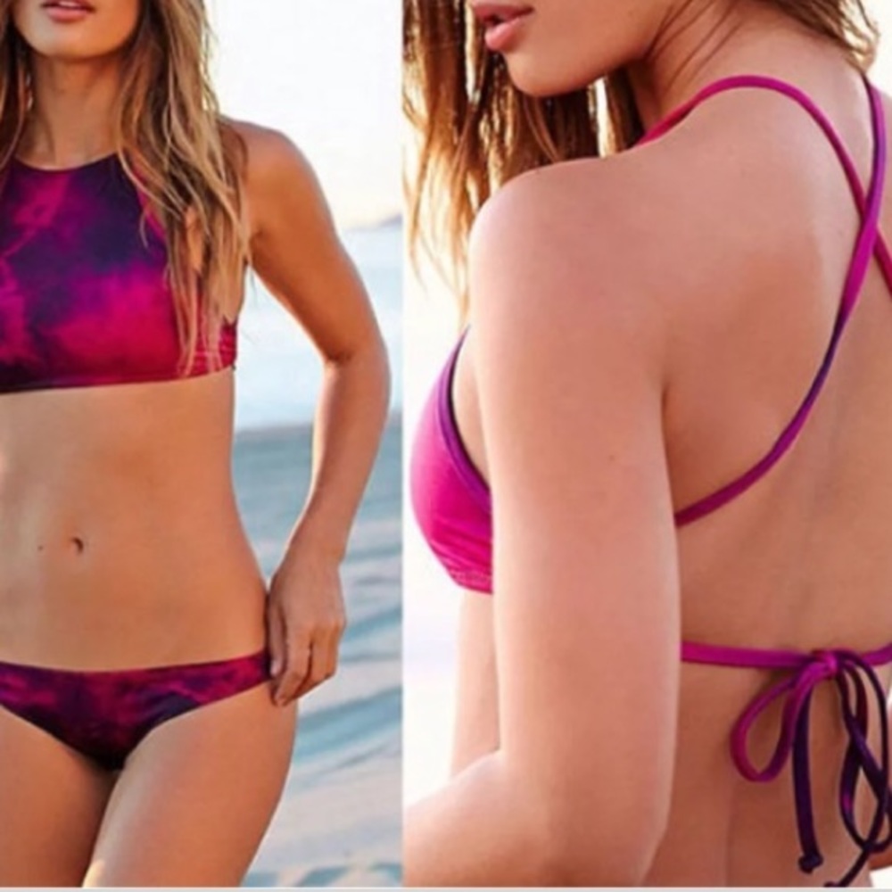 Pink and purple swimwear